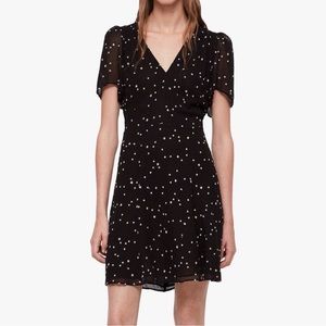 All Saints Lucia Star Embroidered Black Mini Dress